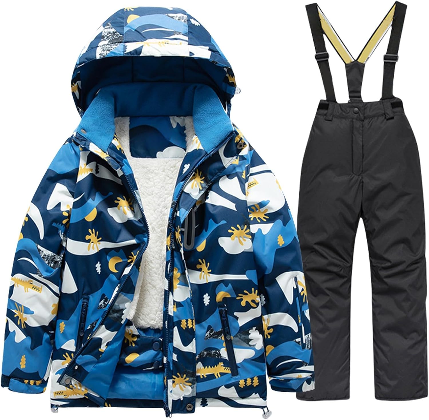 Boys Ski Jackets and Pants Set Waterproof Windproof Insulated Snowsuit Snow Suits for Girls Winter Warm Thick Ski Clothes