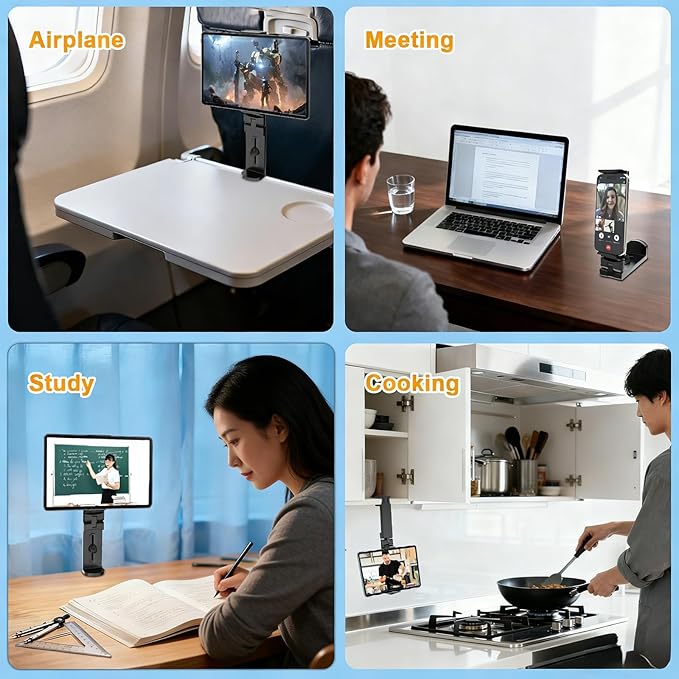 Soporte para Tablet de Avión URTRY, Giratorio 360°, Plegable, Universal 7-12" miniatura 7
