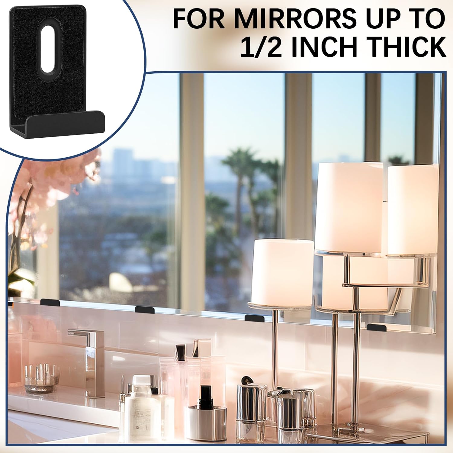 Metal Mirror Clips Wide Channel Mirror Holder Clips Heavy Mirror for Frameless Mirror Clips Wall Mounting Hanger for Mirror Tile Picture Frame Mirror Hanging Hardware Kit
