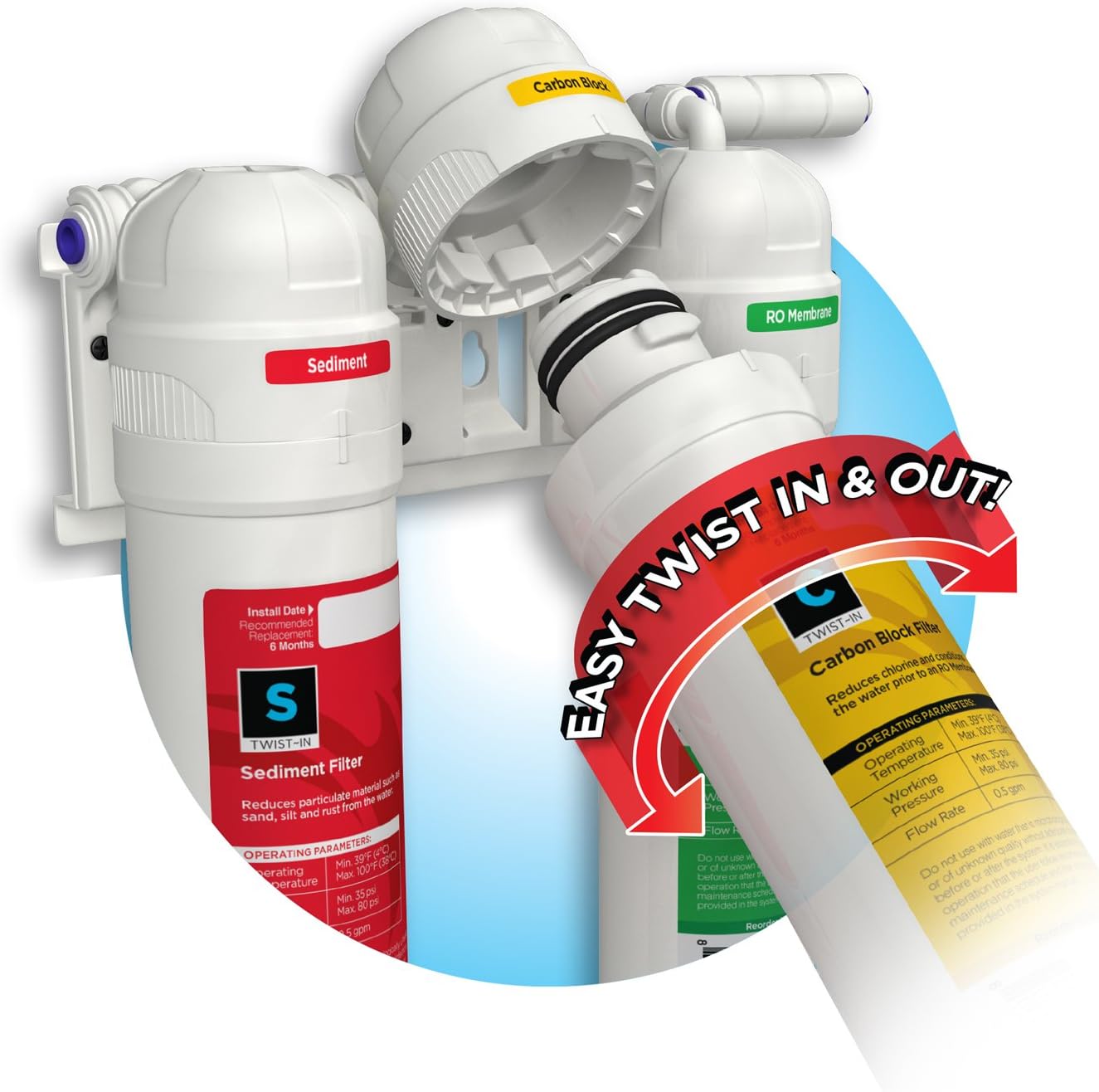 AQUATICLIFE ツイストイン 5ミクロン堆積物交換用フィルターカートリッジ 逆浸透脱イオンシステム RO/RODIユニット用