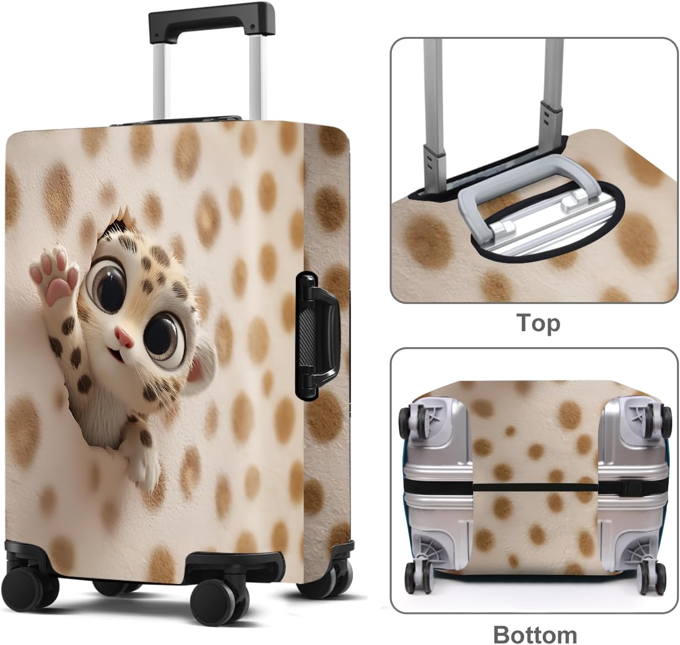 Leopard Luggage Cover Washable Suitcase Cover Protector Fit 28-30 Inch Luggage Durable Travel Bag Cover with Zipper Closure L