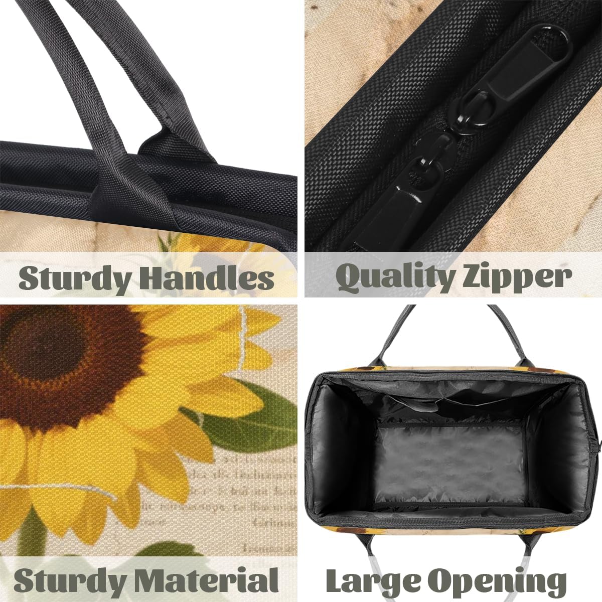 Travel Gym Bag - Sunflower Collage Large Capacity Tote for Men Women - Shoulder Weekender Bag for Travel Yoga School - Mommy Hospital for Labor Delivery