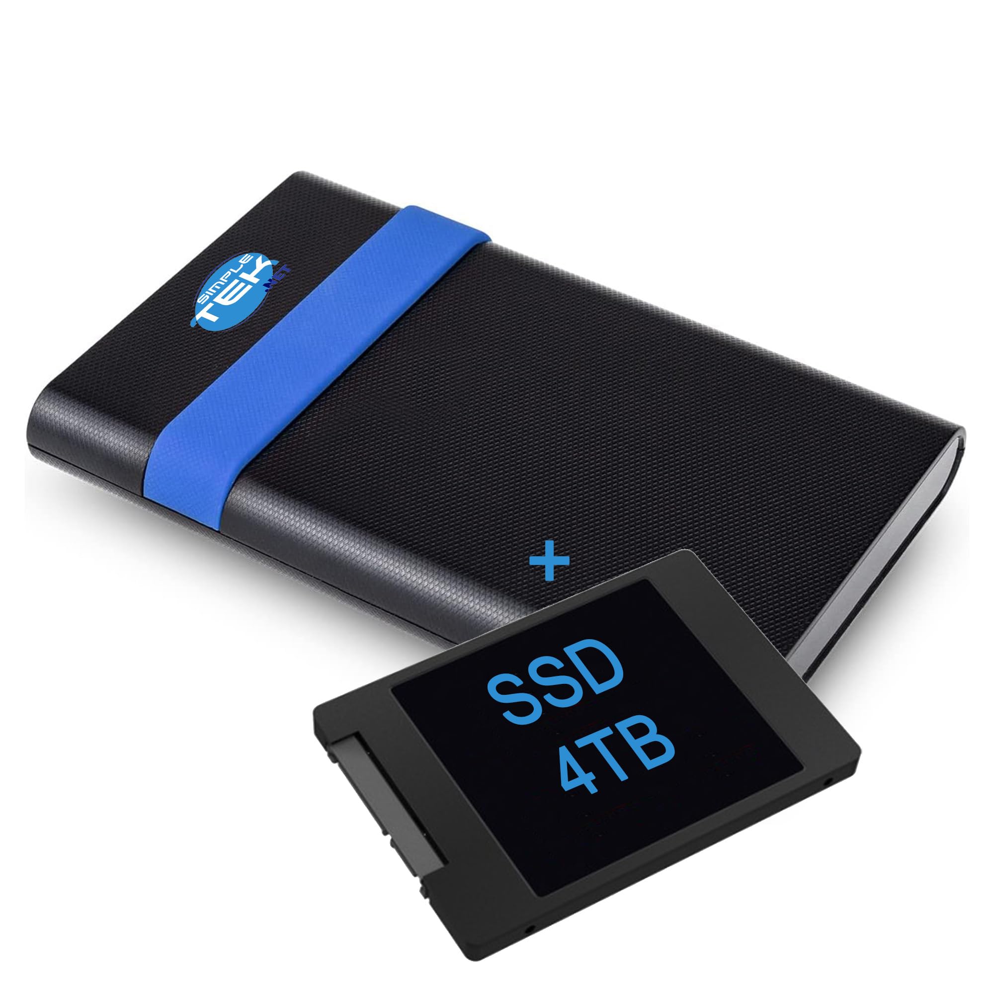 SIMPLETEK - 4TB SATA III SSD Festplatte + 2,5" Externes Gehäuse USB 3.2 Gen1 GS-15U3, Kabel 20cm, 6Gbps