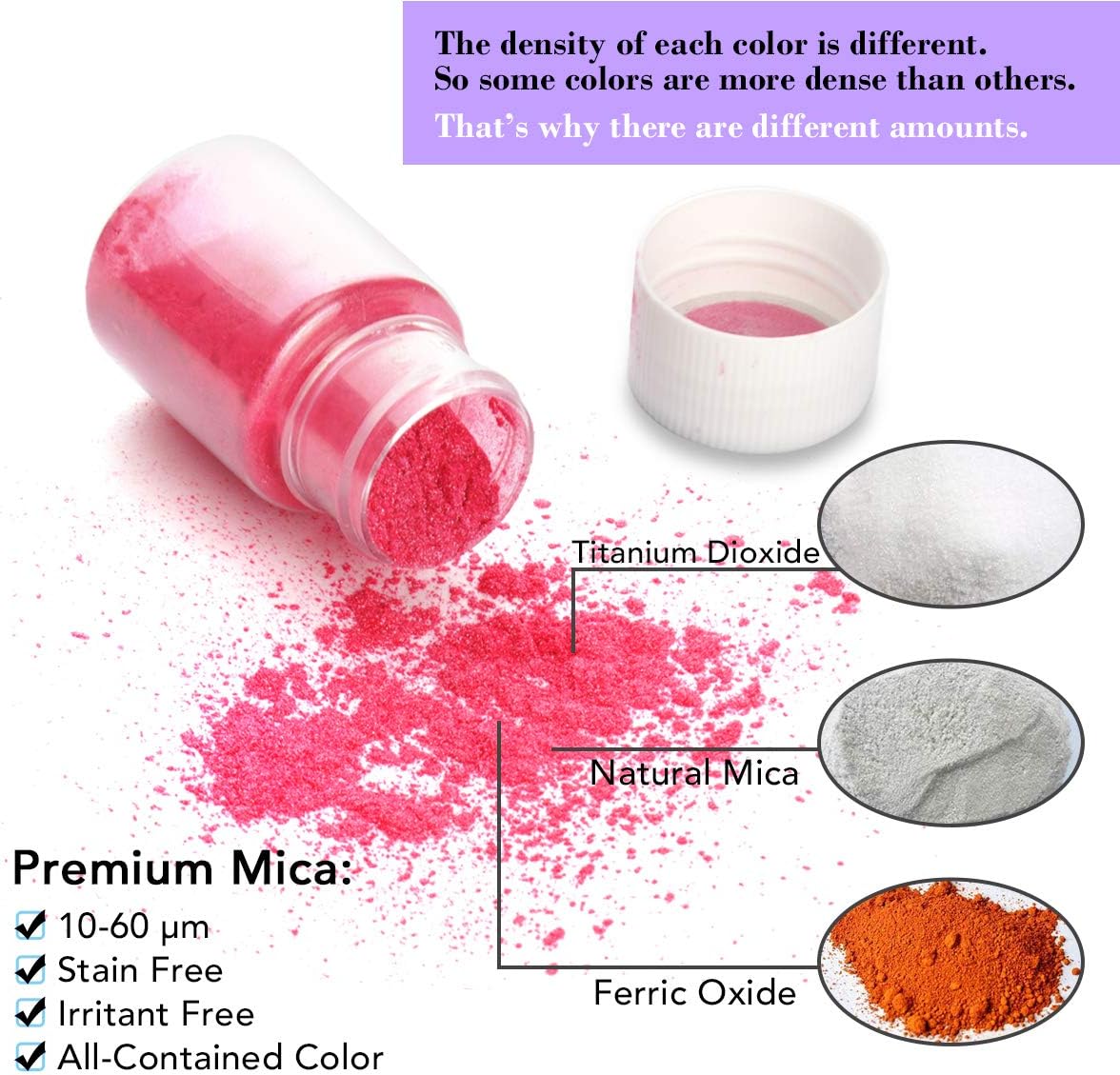 Mica Powder Set - 15 Colors Pearlescent Powder Natural Cosmetic Grade Pigment for Epoxy Resin, Soap Making, Lip Gloss, Bath Bomb and DIY Craft, 10g/0.35oz Each - Image 3