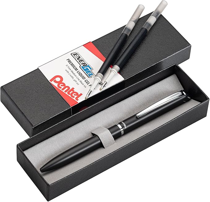 Pentel Energel Style Pen With 2 Refills 0.7mm Medium Line Executive Pen Twist