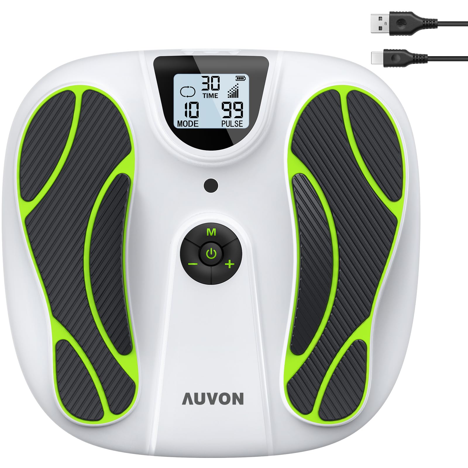 AUVON TENS & EMS Durchblutungs-Stimulator für Schmerzen & Durchblutung, 10 Modi 50 Intensitätsstufen 40h Akkulaufzeit, EMS Fußmassagegerät für medikamentenfreie Entlastung für Senioren/Stehende Berufe