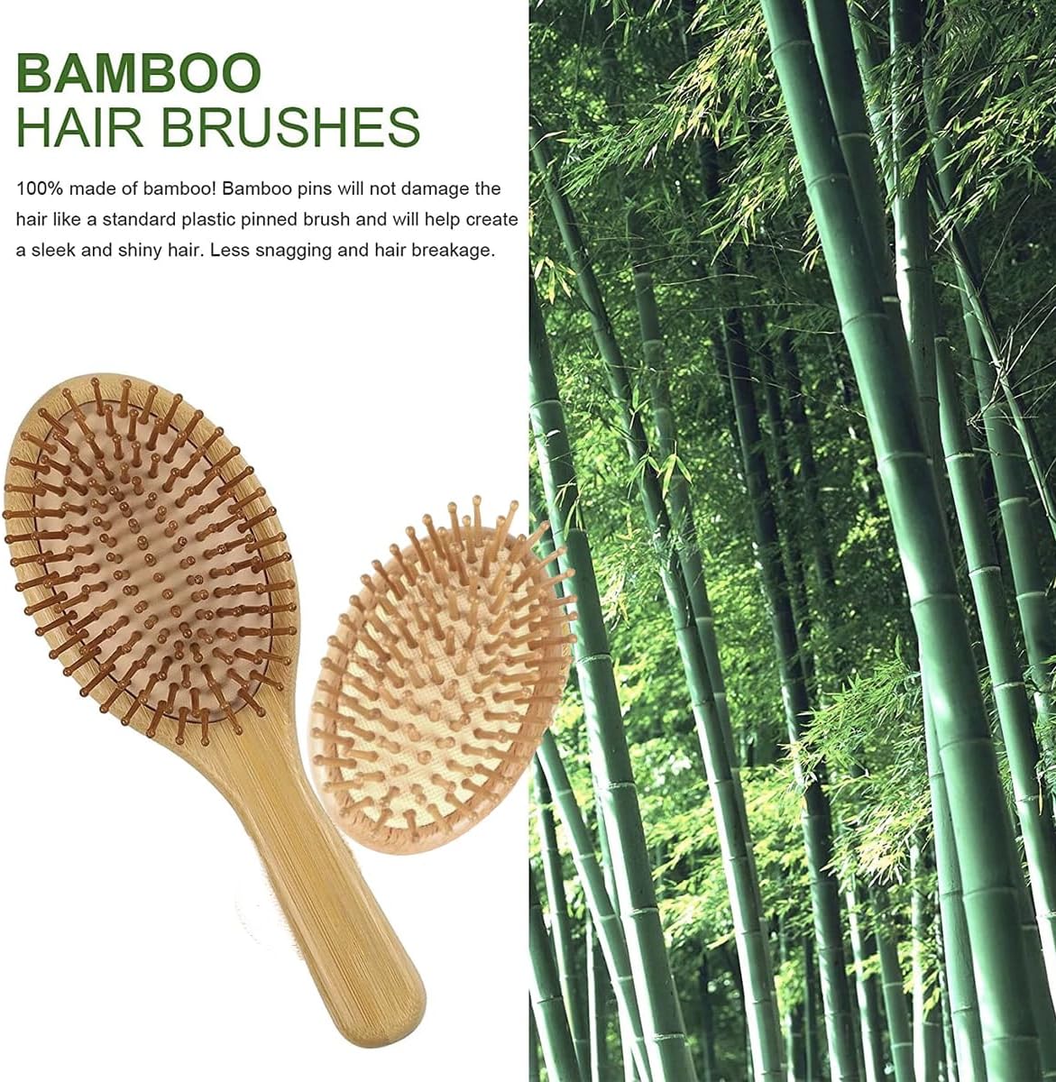 竹製ヘアブラシ5本セット|木製もつれ解消ヘアブラシレディースメンズキッズベビー厚手薄いカーリーストレートドライ|ブラシクリーナー|お