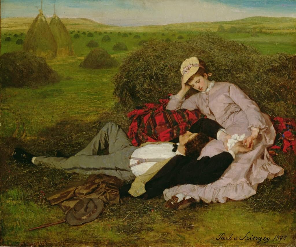 Affiche impression d'art tableau les amants de Pál Szinyei Merse toile 60x90cm