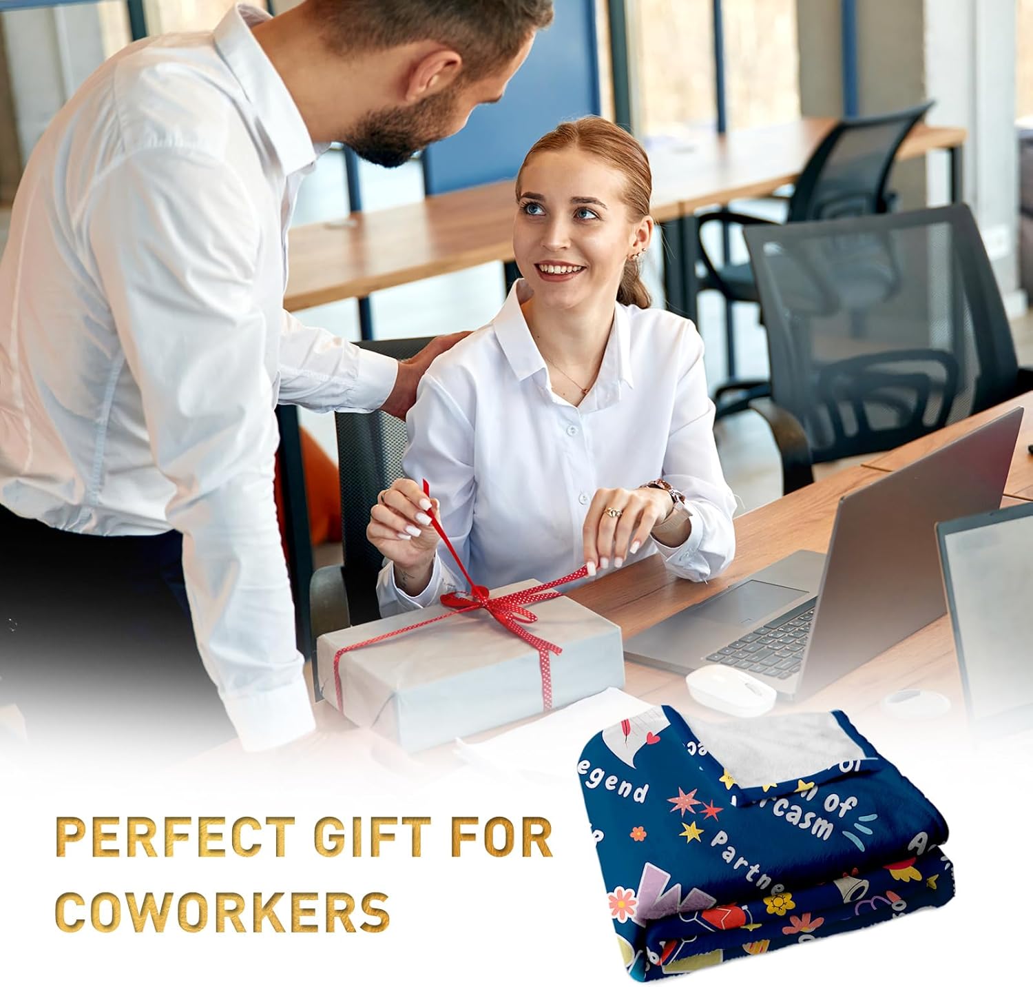 Appreciation Gifts for Friends/Sister/Coworkers, Coworker Thank You Gifts for Women, Work Bestie Gifts for Women, Work Bestie Throw Blanket for Couch 60" x 50" - Image 2