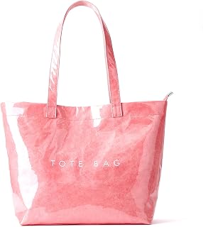 KALIDI PVC Zipper Tote Bag, Kraft Paper Beach Bag Large Hobo Carry All Travel Shopping Handbag Plastic Shoulder Bag