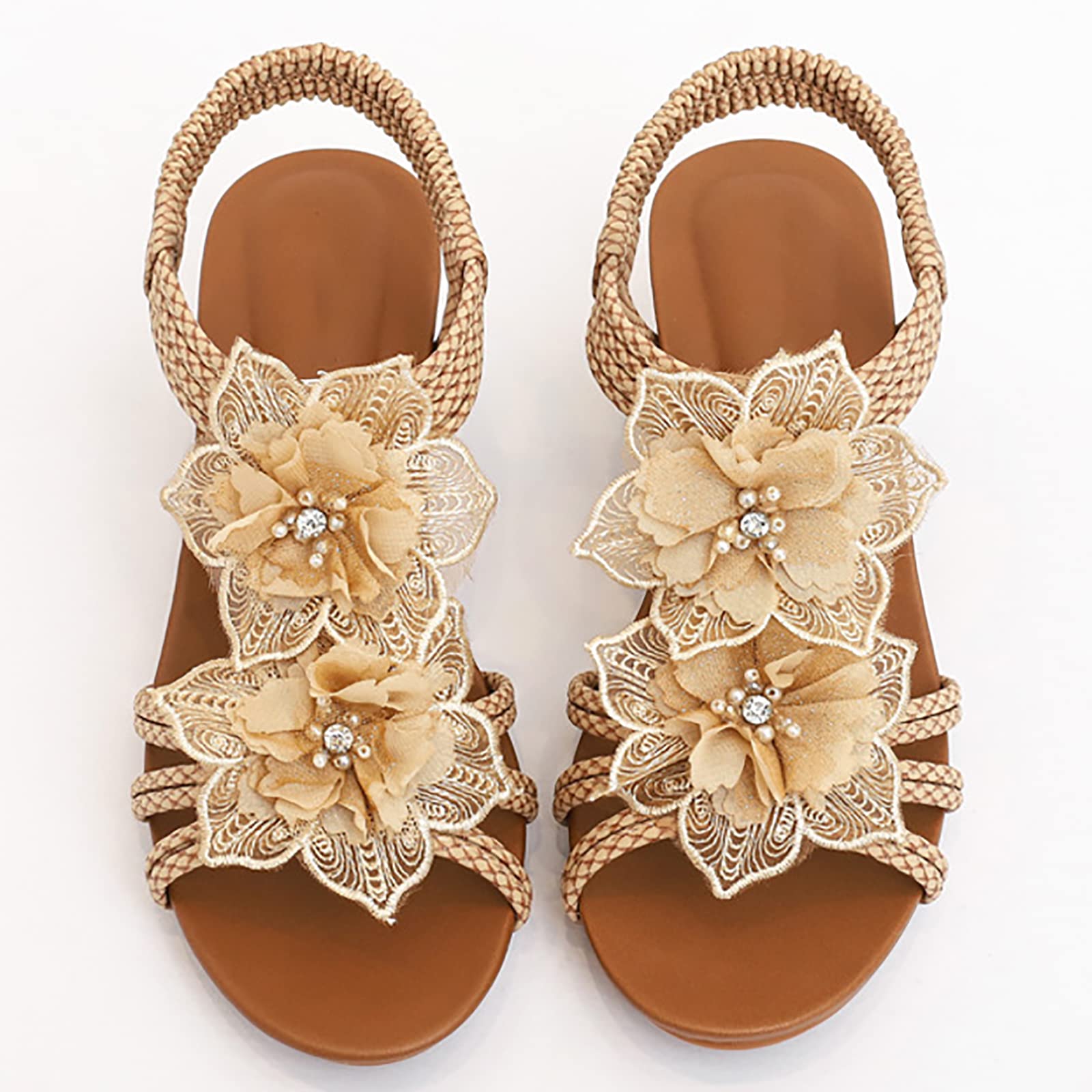 Donna Roman Estivi Sandali con Zeppa Tacco Alto Eleganti Vintage Casual Moda Scarpe Spiaggia Bohemian Sandali Infradito da Donna Sposa