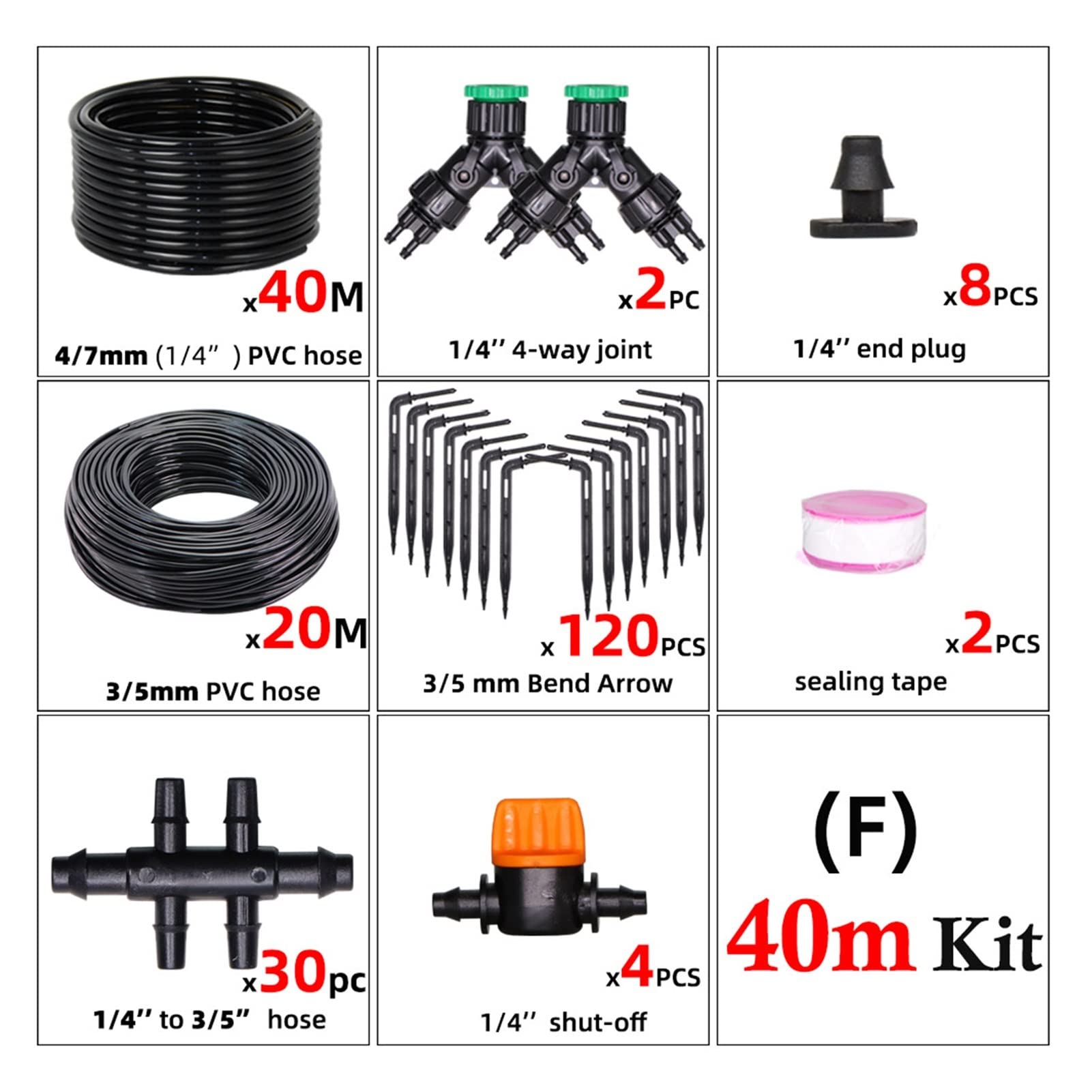 Zestaw do nawadniania kropelkowego nawadniania szklarni 4-drożny automatyczny system nawadniania kropelkowego 4/7 do 3/5 mm wąż ogrodowy zestaw do podlewania roślin rolniczych (kolor: FxX1 zestaw)