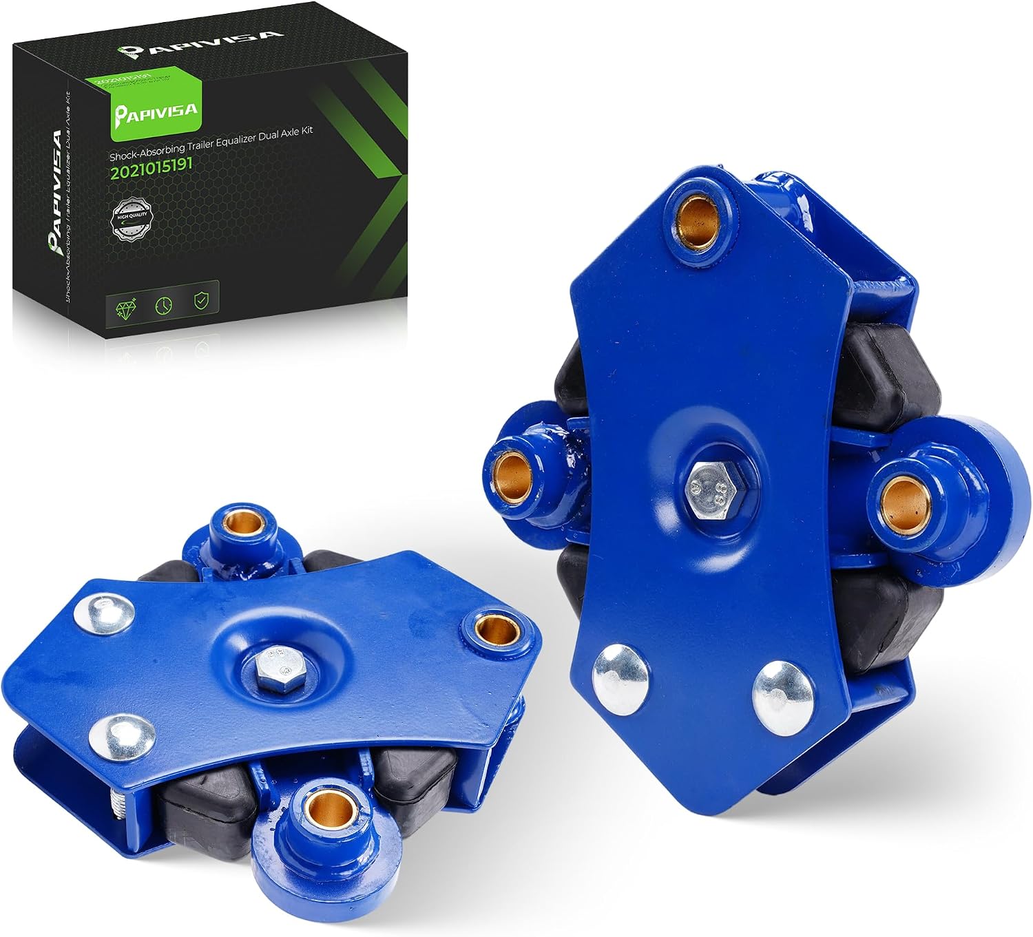 Heavy Duty Trailer Equalizer Kit, Shock-Absorbing Rubber Suspension Upgrade for 3,500-8,000 lb. Tandem Axles, Smooth Towing RV Suspension Replacement (2-Pack)