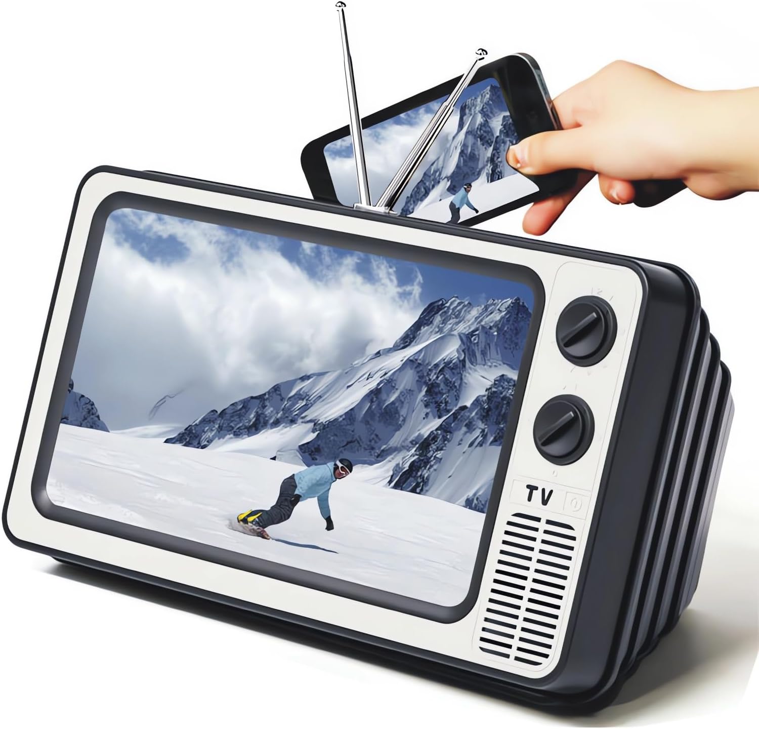 Retro TV Phone Screen Magnifier - 14" HD Magnifying Screen for All Smartphones, Foldable Vintage Design with Blue Light Filter | No Battery Needed, Portable Movie Enlarger Gift for Movie Lover