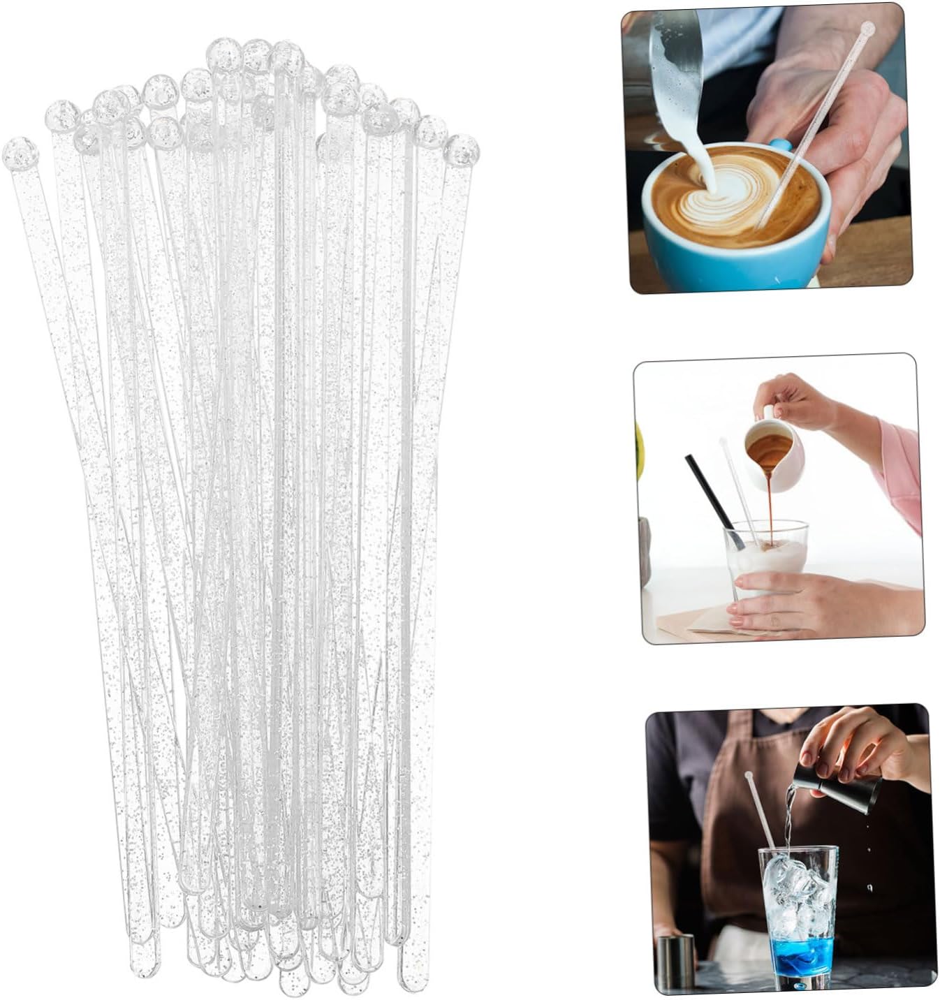 100 Pcs Plastic Cocktail Swizzle Sticks for Drinks and Coffee