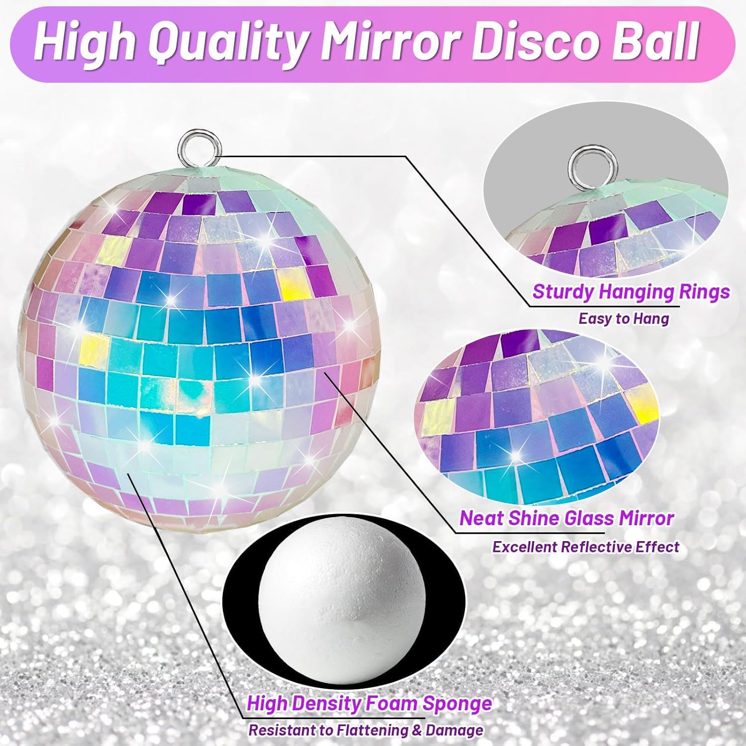 Bola de Discoteca,Bola de Discoteca con Espejo,Bola de Discoteca para Fiesta,Bola de Espejos para Colgar,Bolas de Espejo Colgantes,Deco Bola de Disco,Colgar Disco Ball,Bolas de Discoteca