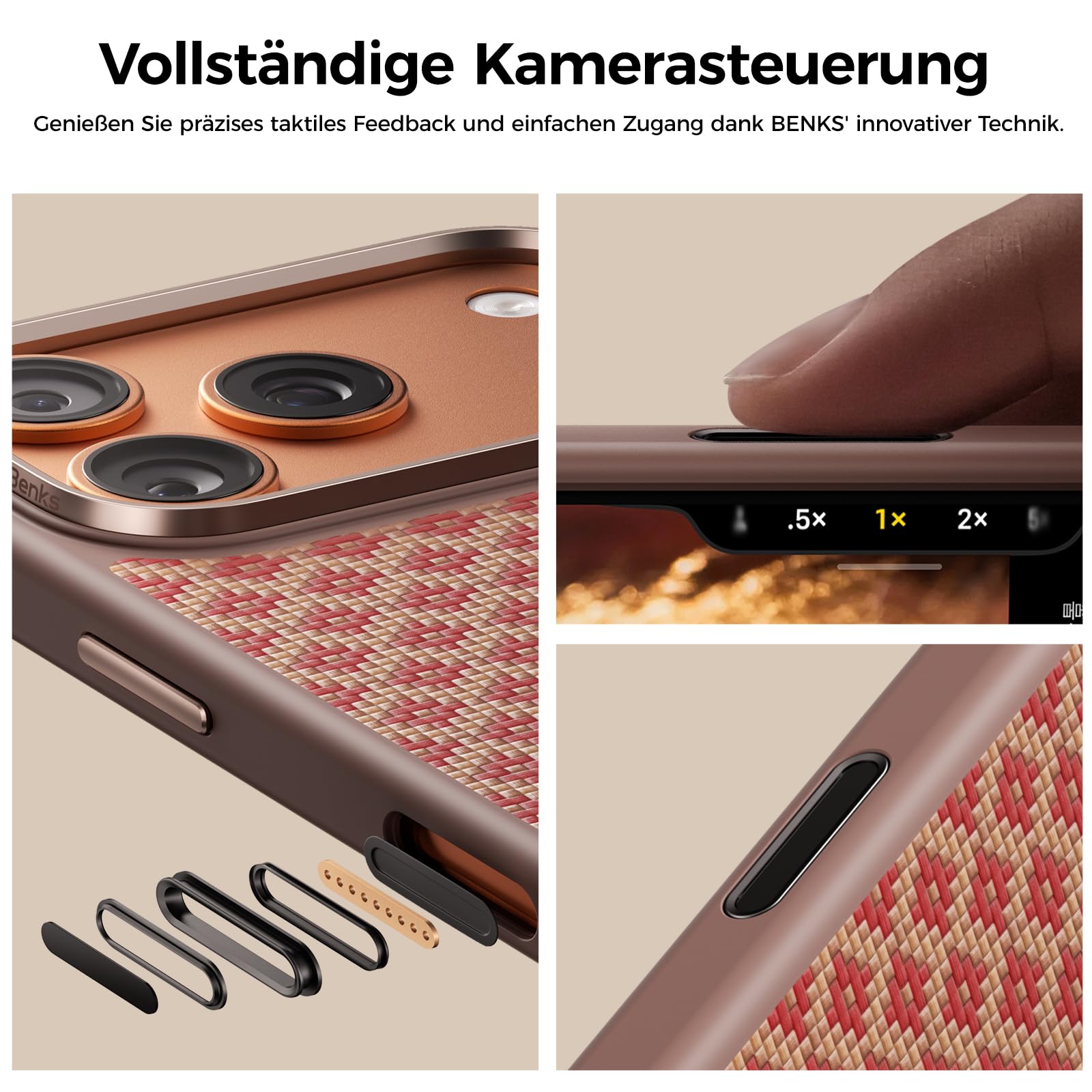 BENKS für iPhone 17 Pro Hülle mit Kamerasteuerung für Magsafe, Militärschutz & Extreme Magnetkraft Handyhülle 17 Pro Case Stoßfest aus Aramidfaser und TPU, Terra Orange