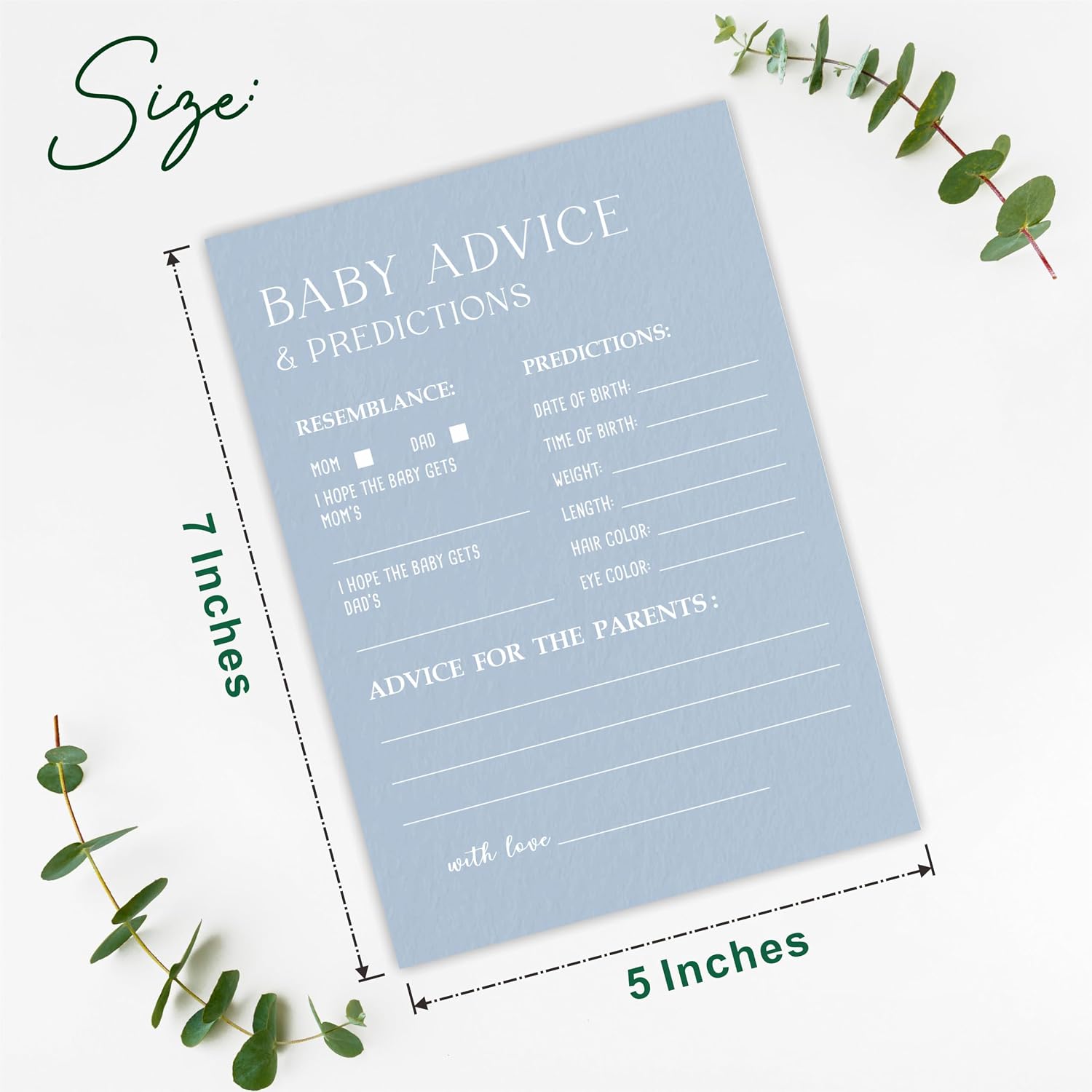 Minimalism Baby Shower Game Kits - Baby Prediction & Advice - Mist Blue - 30 Fill in Style Game Cards Each Set, Gender Reveal, Baby Announcement, Party Favor & Decor - B01