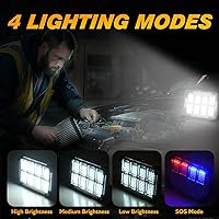 Vista 3 de 120W Solar Rechargeable Work Light, 144 LED 10000LM Led Work Light with 4 Modes, Portable Flood Light with Stand, IP66 Waterproof Outdoor Working