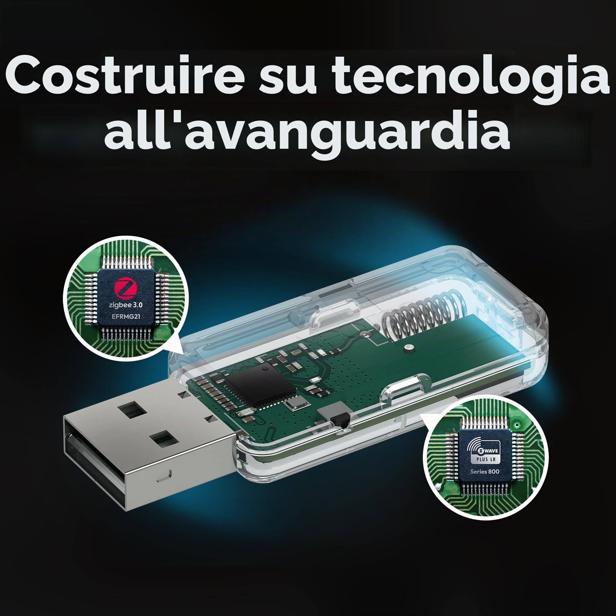 AEOTEC Z-Stick 10 Pro - Zigbee 3.0 & Z-Wave 800 Series Adattatore USB - Funziona con HomeAssistant - Zigbee2MQTT - Controller Z-Wave - Z-Wave Long Range - Fino a 1 km di portata - Senza cloud