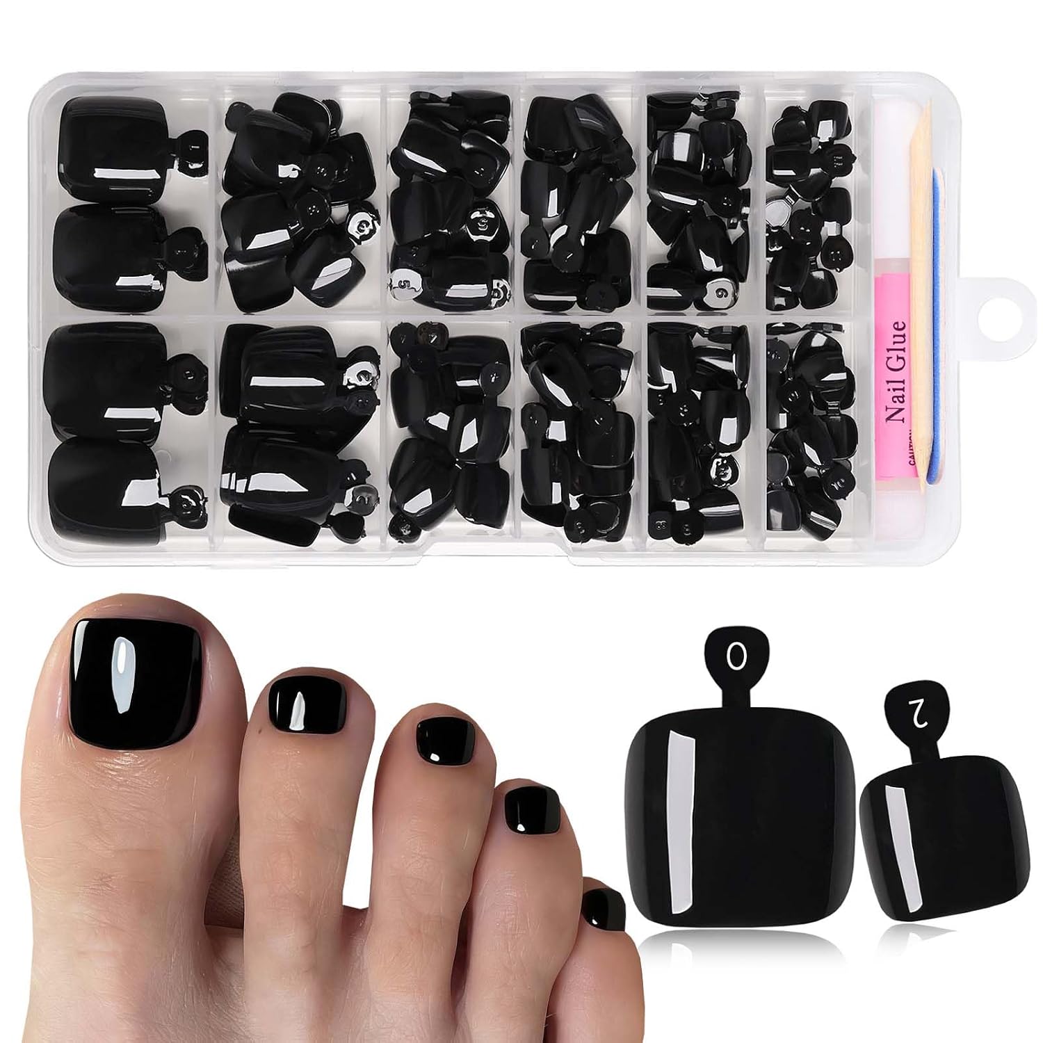 168pc Coffee Press on Toenails Women Fake Toe Nail Press ons Nails Feet