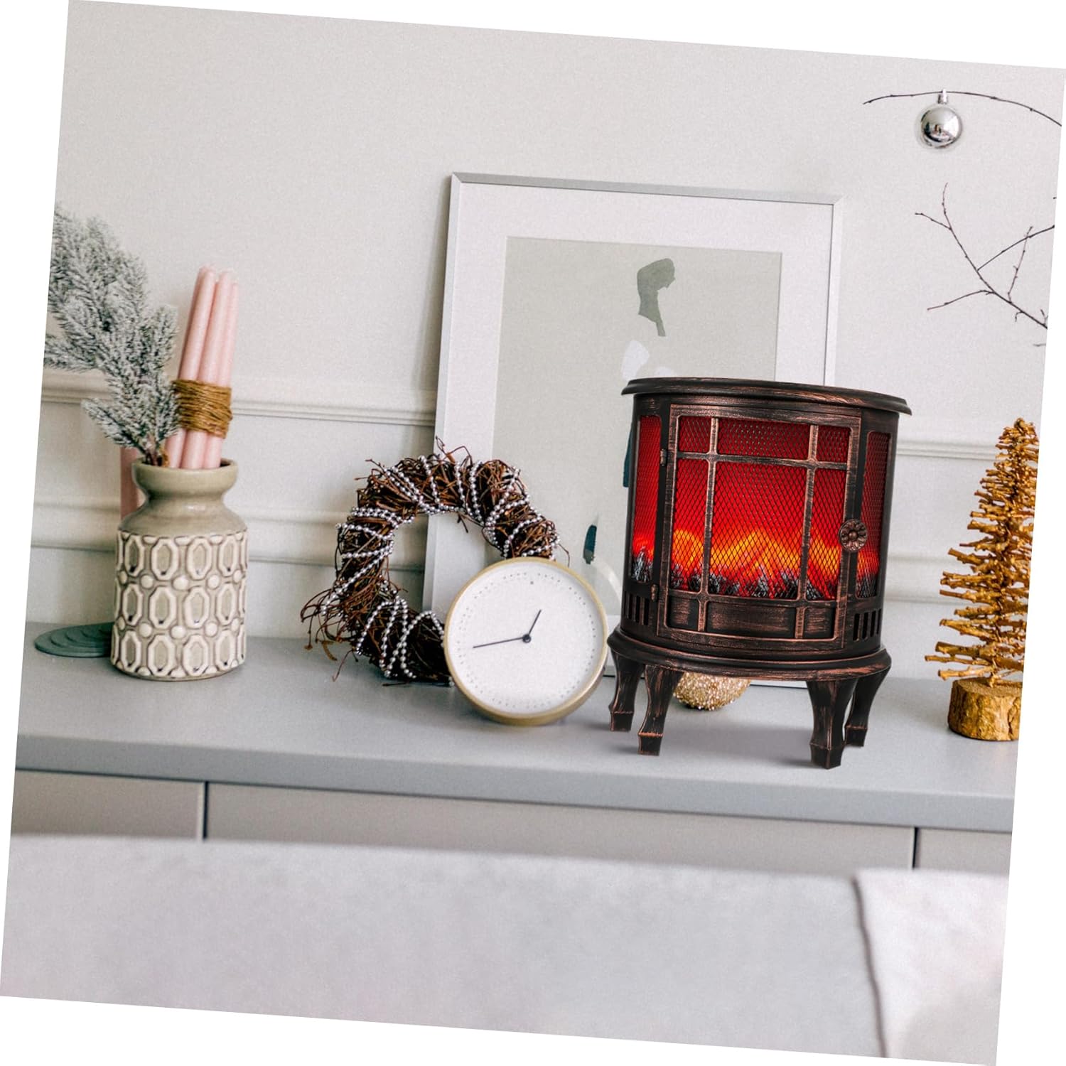 1pc Decorative Flame Effect Desktop Light Delicate Household Ornament for Parties Home Creates Cozy Ambience Safe Flickering Flame Rhythm for Holidays Celebrations