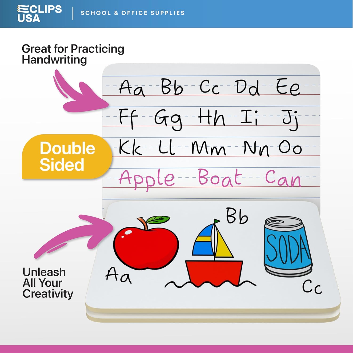 Dry Erase Board, (Primary Ruled) Dry Erase Lap Boards, Small White Boards Dry Erase, White Board Mini, 9” x 12” Double Sided (25 Pack)