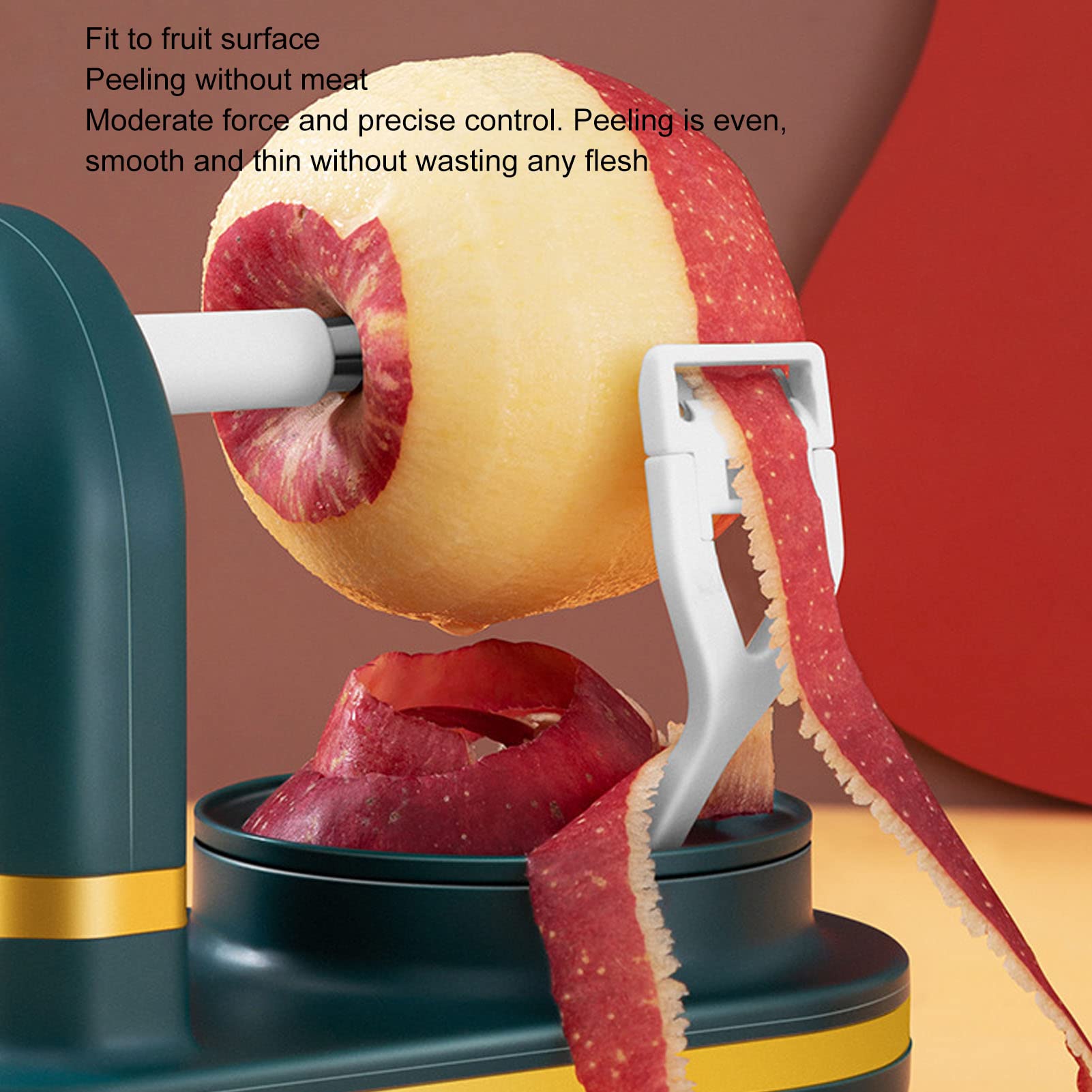 Pelador y Rebanador de Manzanas con Manivela, Pelador de Frutas de PP y Acero Inoxidable con Cortador de Frutas para Cocina (Green)
