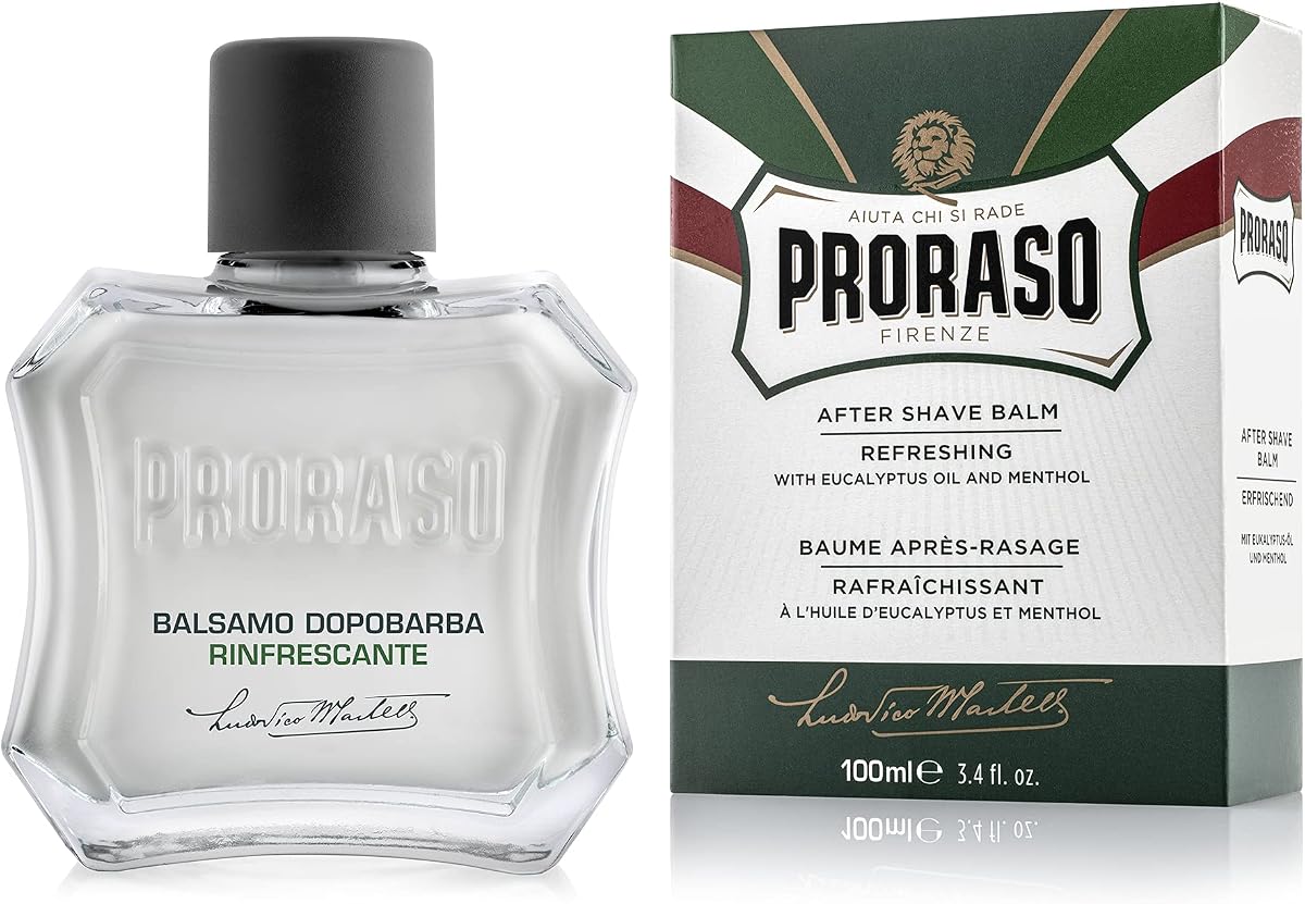 After Shave Balm - Eucalyptus Oil & Menthol - Refreshing After Shave Cream for All Beard Types - Premium Italian Shaving for Men - 3.4oz | Refreshing, Alcohol-Free, With Eucalyptus Oil and Menthol, Invigorates Skin, Made in Italy