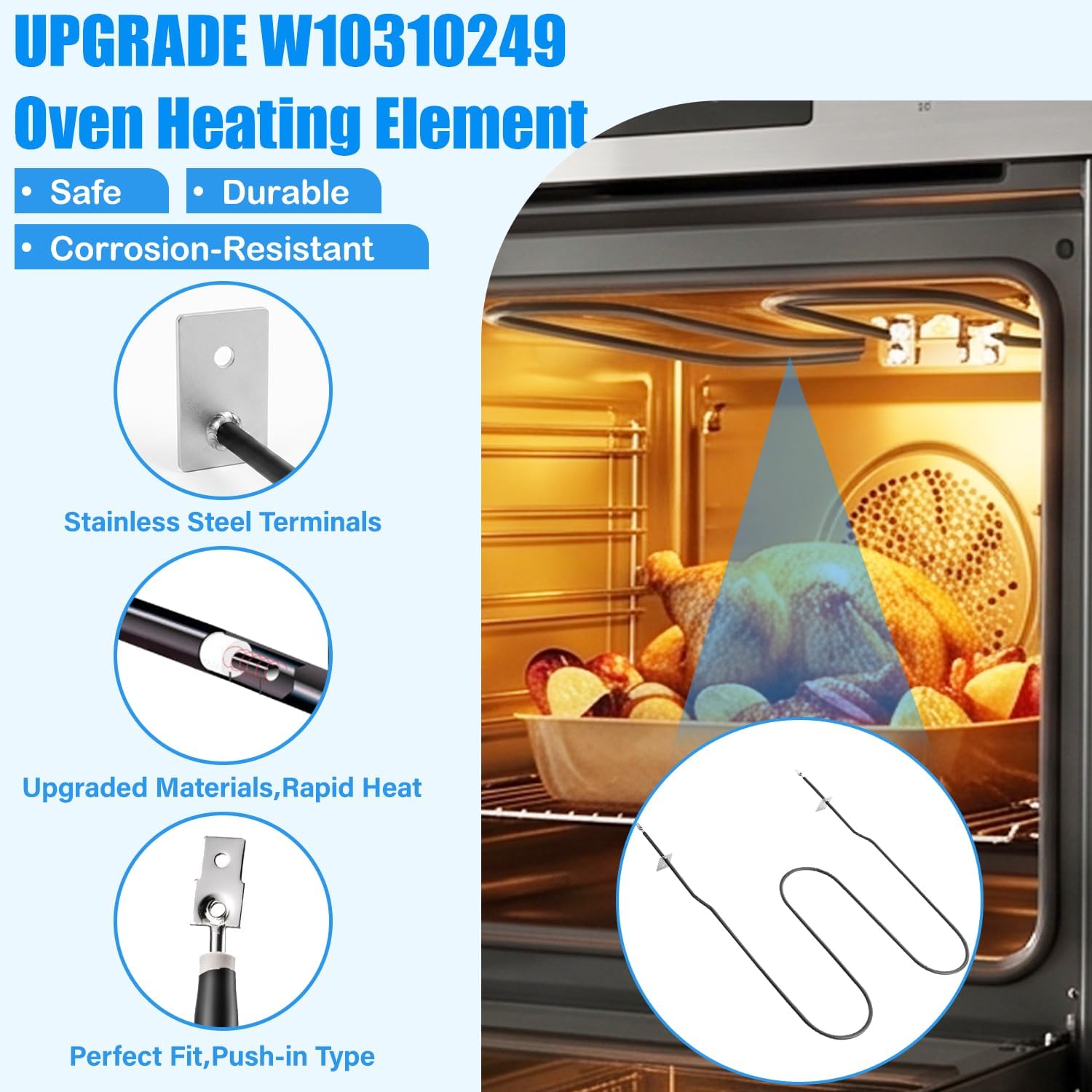 WPW10310249 Range Oven Broil Element for Whirlpool Stove Heating Parts