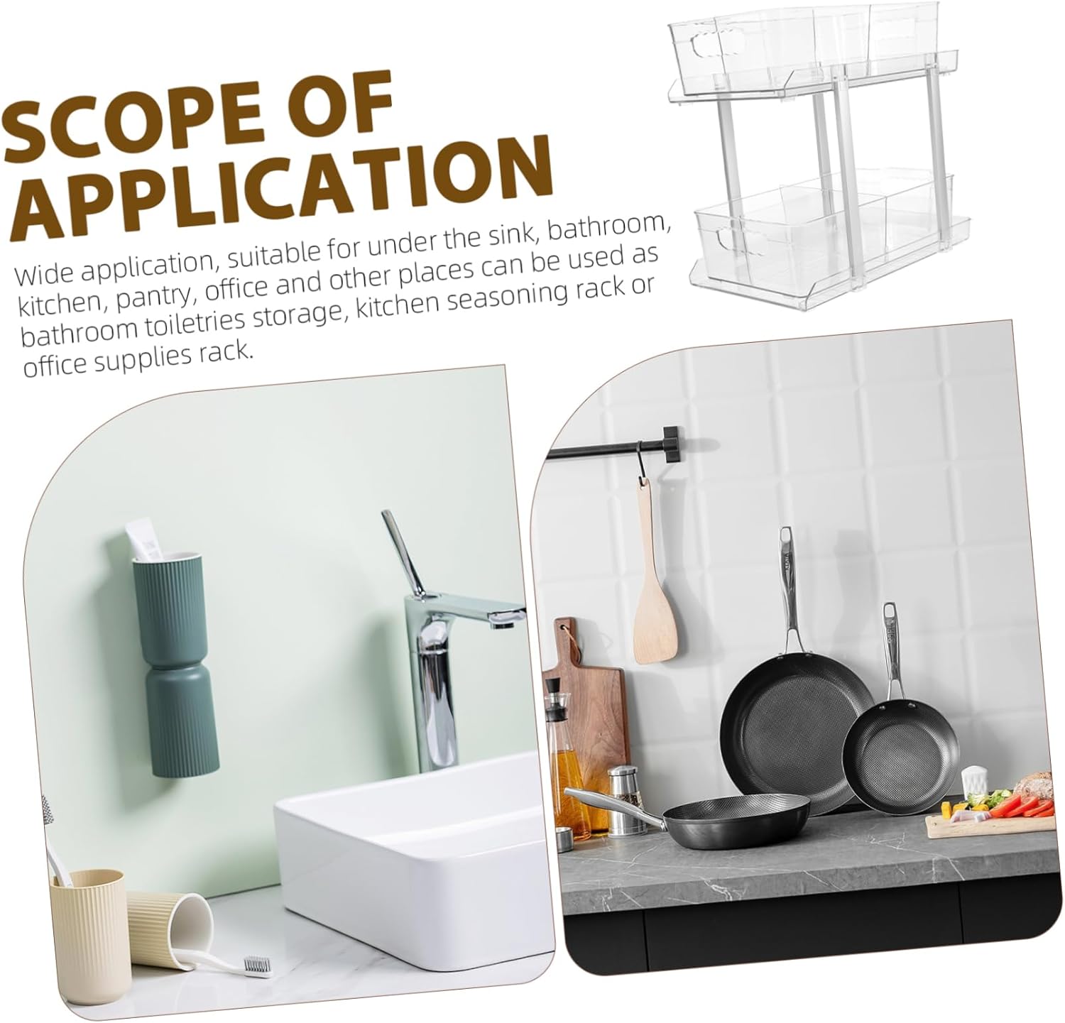 ABOOFAN Slide-Out Under Sink Organizer Multi-Functional Bathroom Storage Rack for Kitchen Countertops Two Design for Spice and Cosmetic Organization -Out Access Space-Saving