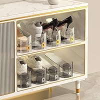 Vista 5 de Paquete de 10 organizadores de ranuras para zapatos, organizador transparente para apilador de zapatos, soporte para zapatos, ahorro de espacio