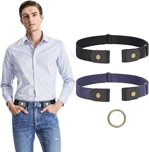 No Buckle Stretch No Show Belt for Men 1.38 inches Wide Invisible Elastic Belt for Jeans Pants by WHIPPY