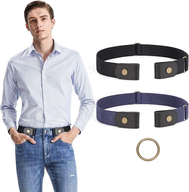 Pas de ceinture d'équerre sans ceinture de spectacle pour les hommes 1.38 Ceinture élastique invisible large pouces pour pantalons Jeans par WHIPPY