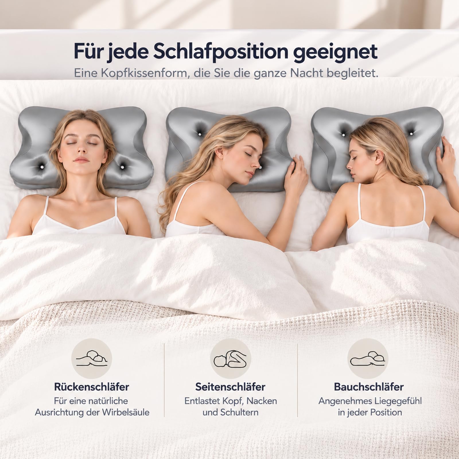 Ergonomisches Schmetterlingskissen aus Memory Foam mit Kühlbezug