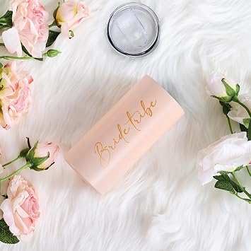 Bride Tribe Gifts Skinny Tumbler for Team Tribe 15 oz Pink