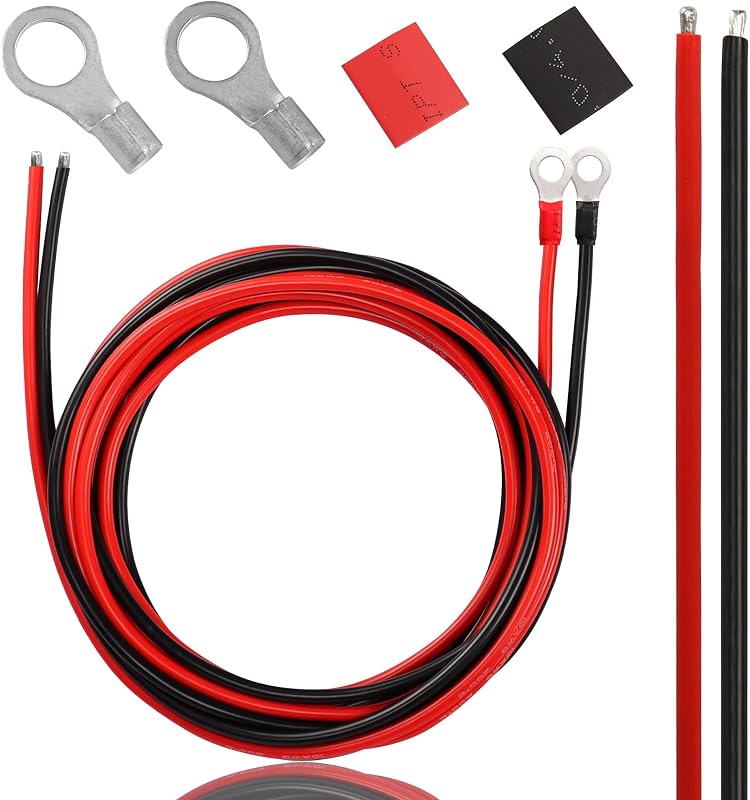 Cabo para Bateria Solar XMSJSIY 10 AWG com Terminais de Anel em Cobre Estanhado – 3 m