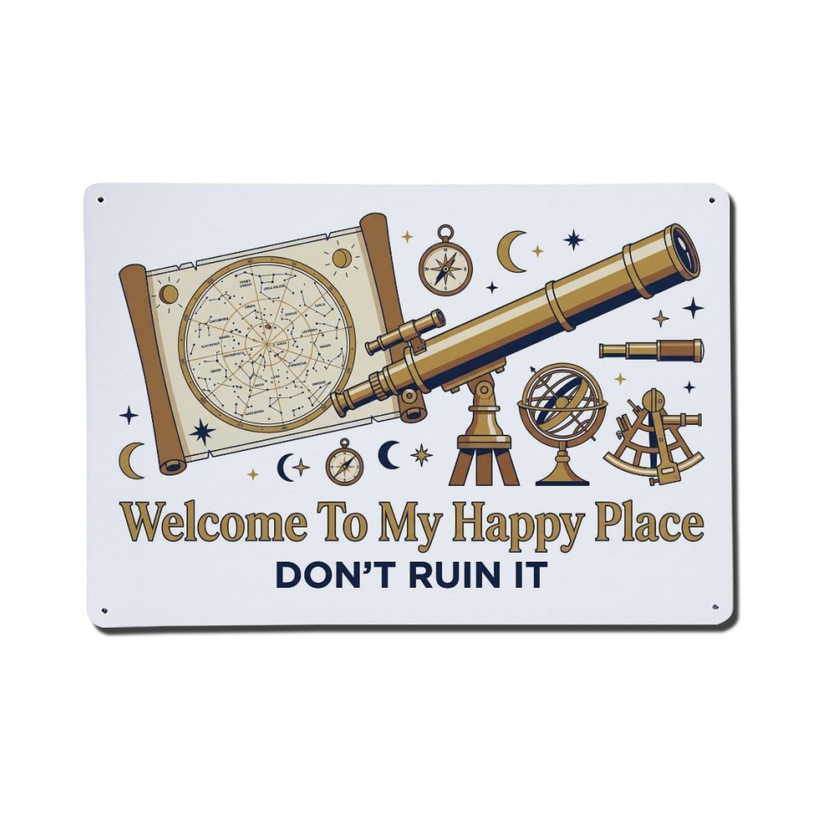 Vintage Telescope Observatory Humor Metal Tin Sign Plaque Wall Decor for Cafe, Club Bar, Office, Home Garden Metal Poster 8x12Inch