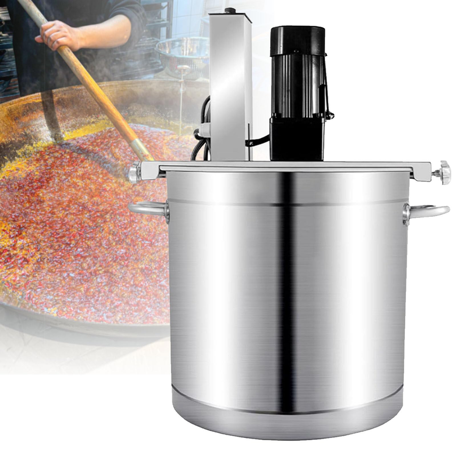 SENJINGHUA Commercial Electric Food Mixer, Automatic Stirring Pot with Mixing Shaft and Steady Scraper for Soup, Chili Sauce, Beverages, Jam, and Porridge,40L