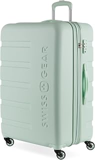 SwissGear 7366 Signature Hardside Expandable Luggage with Spinner Wheels, TSA Lock, Clearly Aqua, Checked-Large 27-Inch