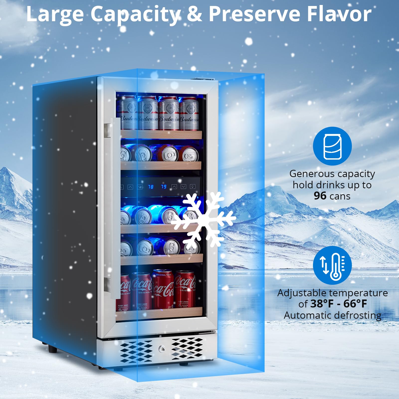 GarveeLife Wine Beverage Fridge Cabinet 96 Can, Wine Cooler Refrigerator with Lock & Glass Door, Beverage Wine Chiller with Digital Touch Screen, Low Noise Compressor Wine Refrigerator on Fridge.com