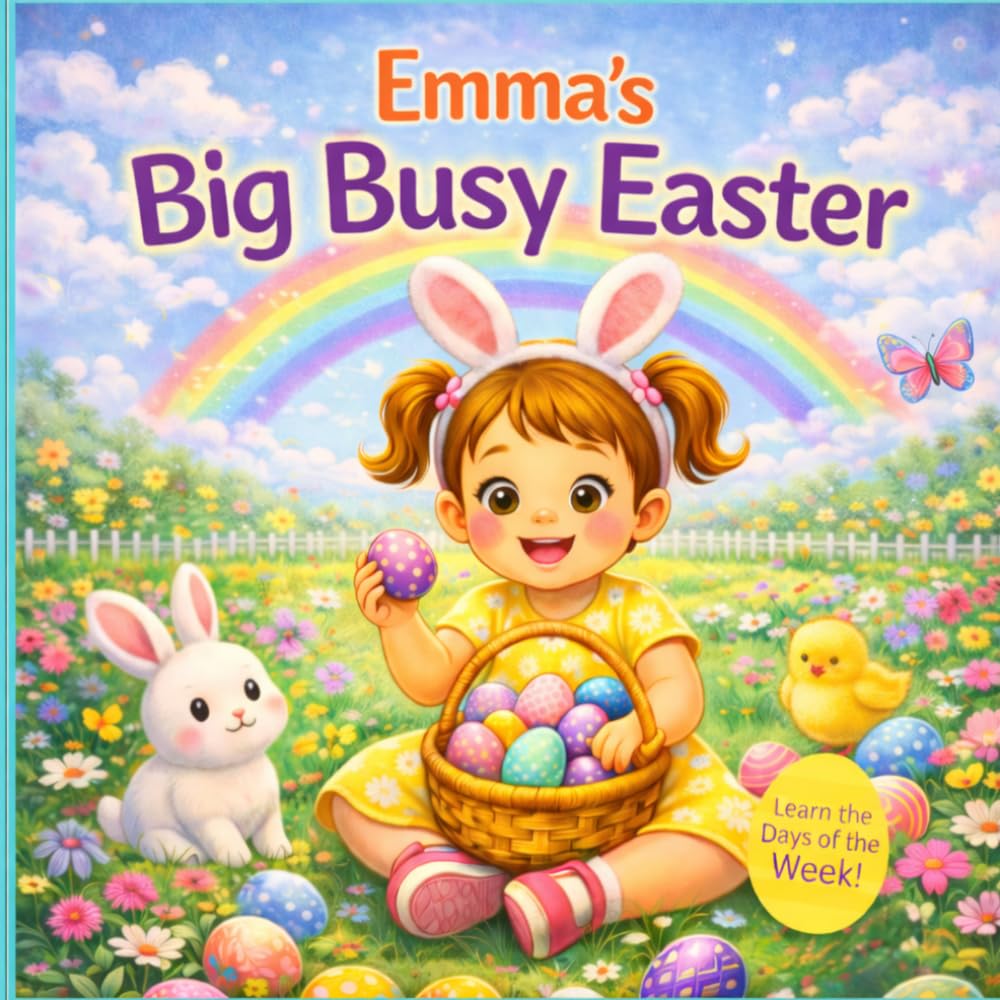 Emma’s Big Busy Easter – Learn the Days of the Week: A Personalized Easter Story for Toddlers | Eggs, Baking, Bunnies and Spring Fun for Kids Named Emma (Three Hearts Personalized Book Series (Emma))