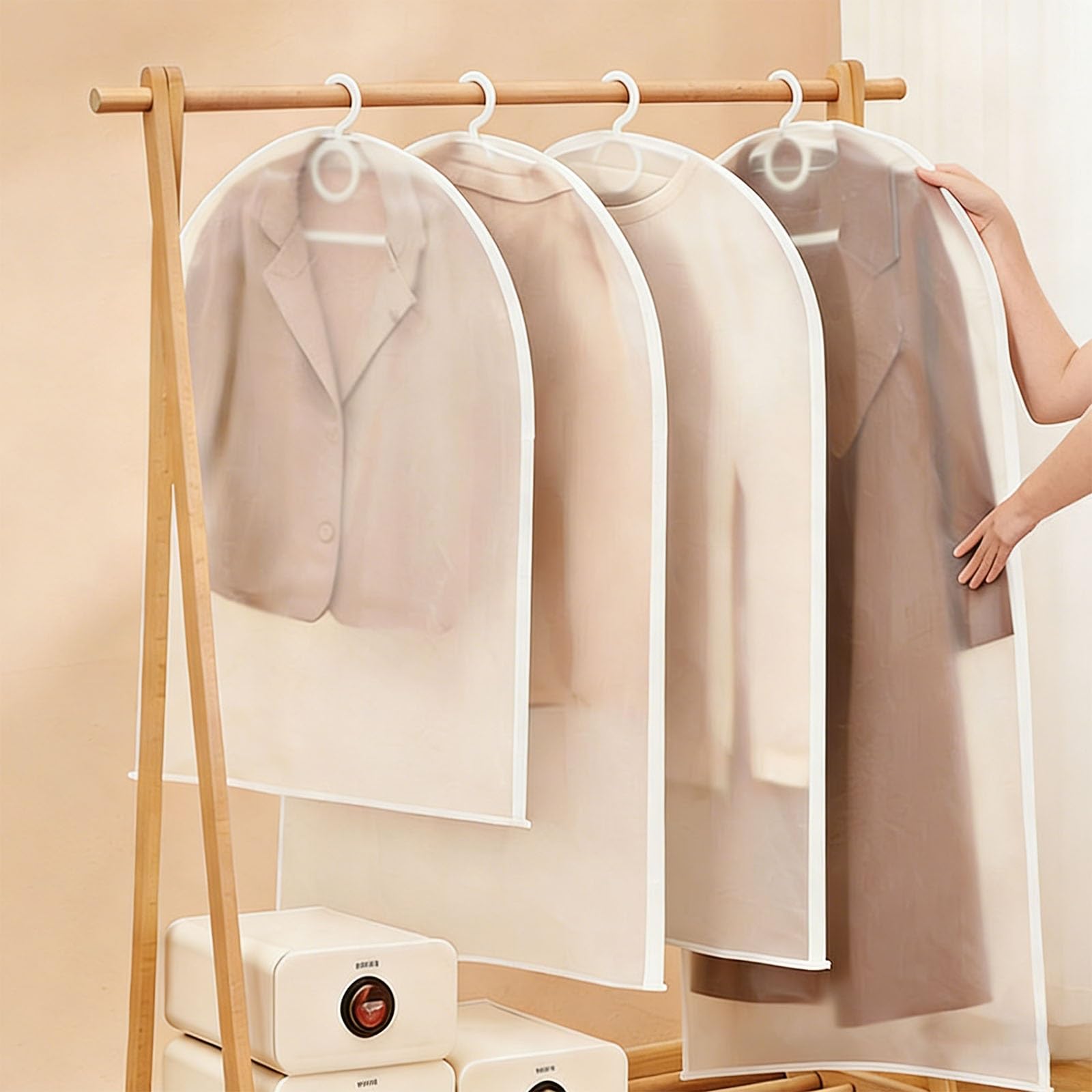 Hanging Clothes Organizer Side Zipper Design Thickened PEVA Garment Bags Ideal for Organizing and Storing Clothes in Closets