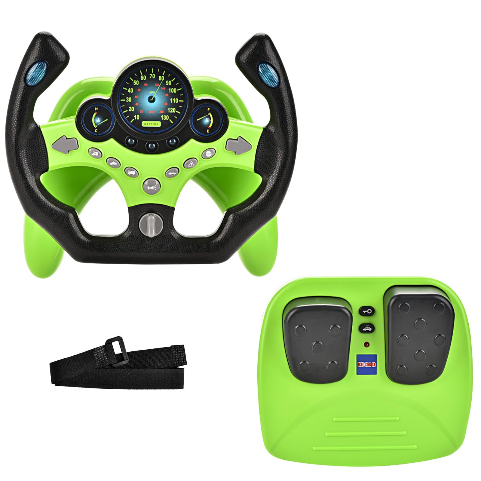 RedCrab Volante Giocattolo per Auto con Pedale del Freno e Dell'acceleratore, 360° Simulatore di Guida Bambini con Funzioni Luminose e Sonore, Regalo Educativo Precoce per Bambini