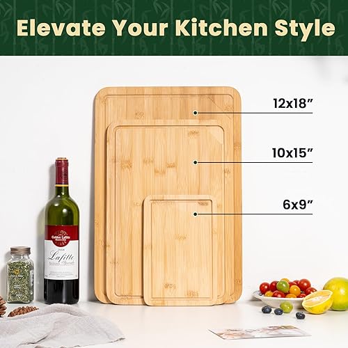 Miniatura 3 de Heimlove Mini tabla de cortar de bambú de 9 x 6 pulgadas, pequeñas tablas de cortar de madera para charcutería de cocina con ranura para jugo y