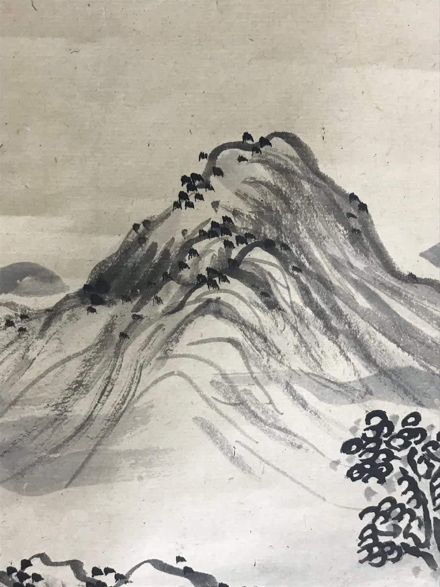 Amazon.co.jp: BP-455 福田半香 福田佶 在銘 掛軸 肉筆 山水図 風景画  