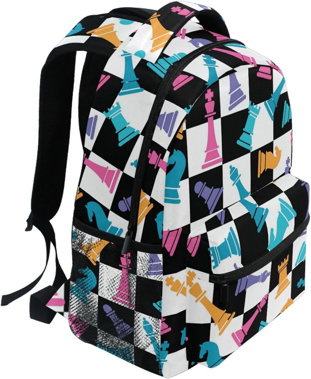 Backpack Colorful Chess Board Bookbag Daypack Travel Hiking Camping School Laptop Bag