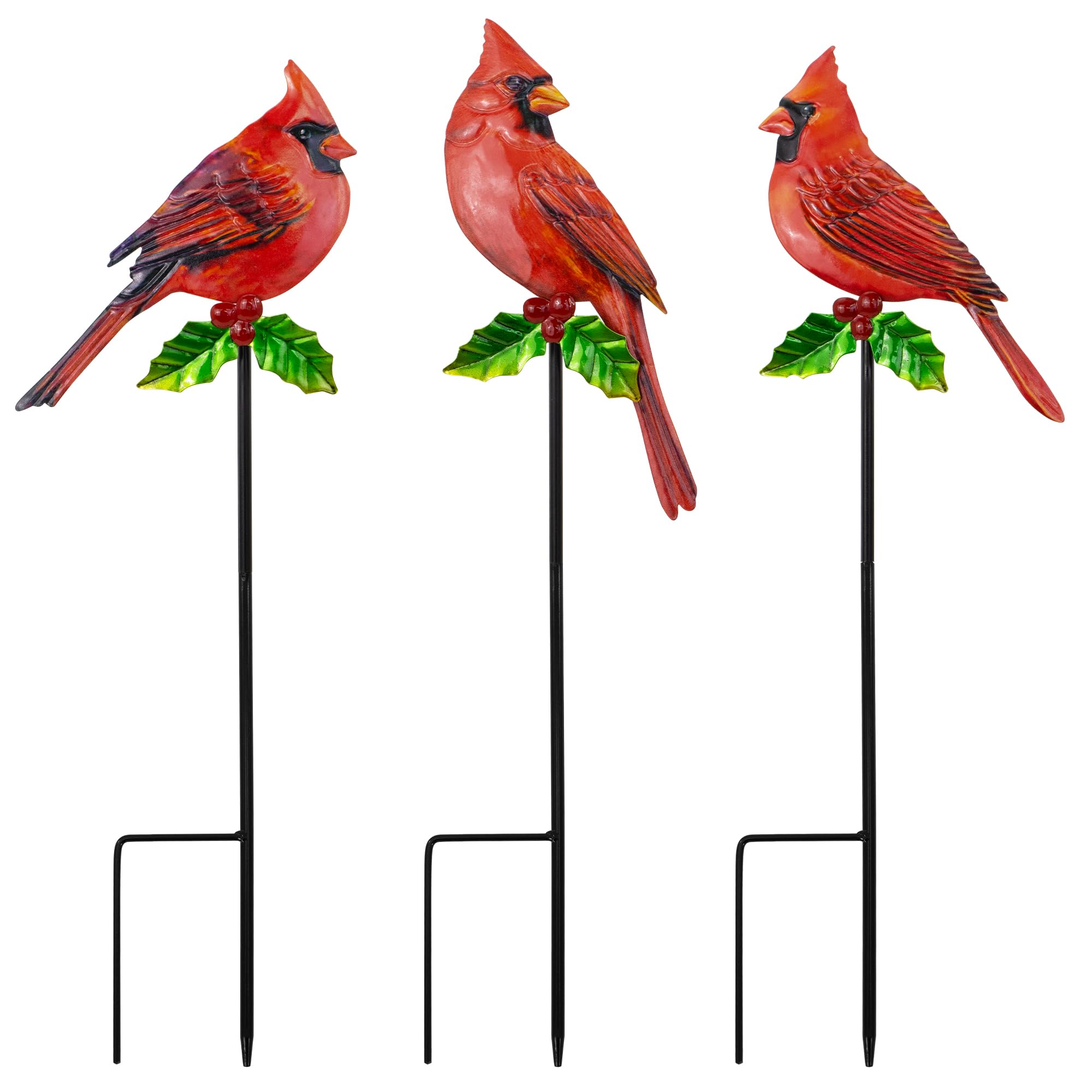 Piquets en métal oiseau rouge résistants à la rouille : finissez-en avec les décors de jardin ternes