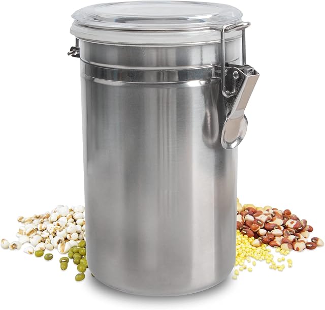 Saim Cereal Container, Stainless Steel Food Storage Container with Lid Airtight Coffee Canister Kitchen Cereal Storage Jar for Beans/Tea/Sugar/Cereal