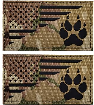 Reflective K9 USA Flag Hook Loop Tactical Handler Morale Patch | High visibility reflective print with USA flag & K9 handler graphic design
